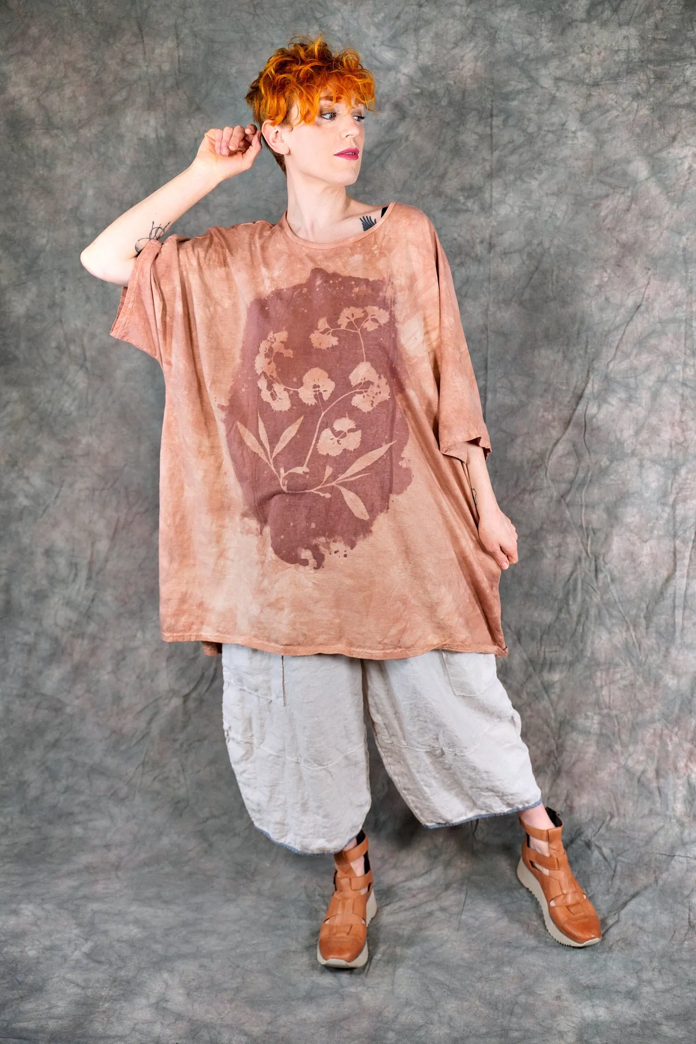 1255HD Art Tee Sun Print Sienna Sketch-P
