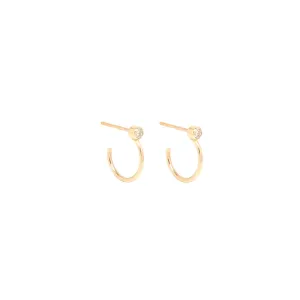 14k diamond thin huggie hoops