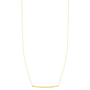 14K Gold Diamond Cut Thin Bar Necklace