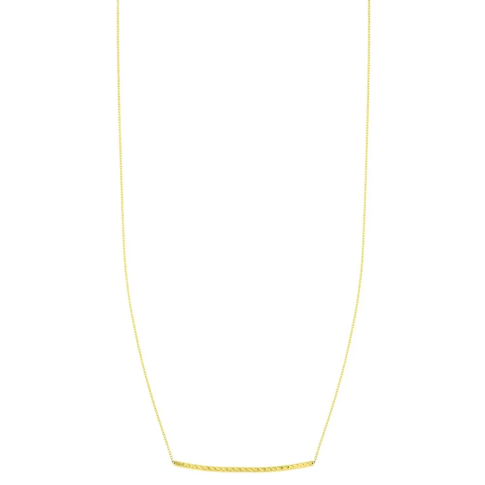 14K Gold Diamond Cut Thin Bar Necklace