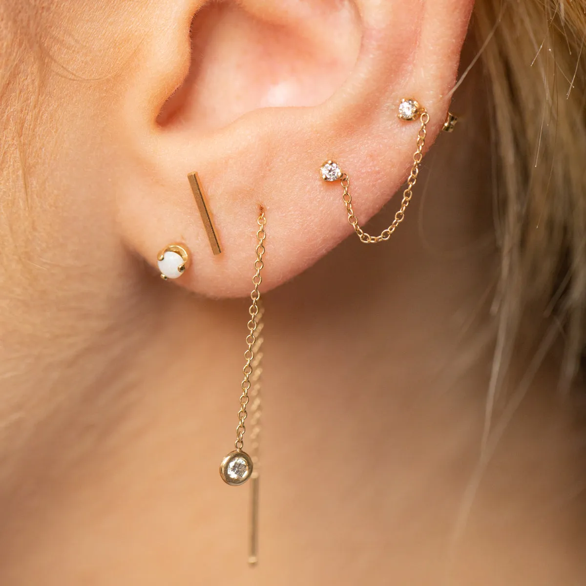 14k Thin Bar Studs