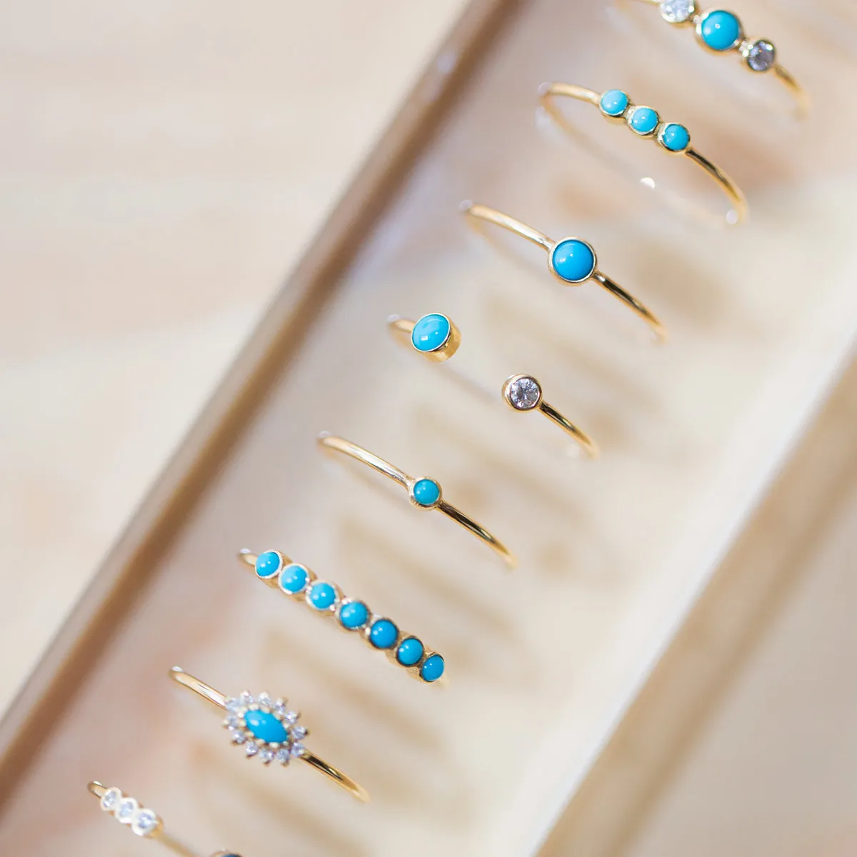 14k Turquoise Thin Band Ring