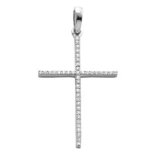 14KW 0.15CTW DIAMOND THIN CROSS PENDANT