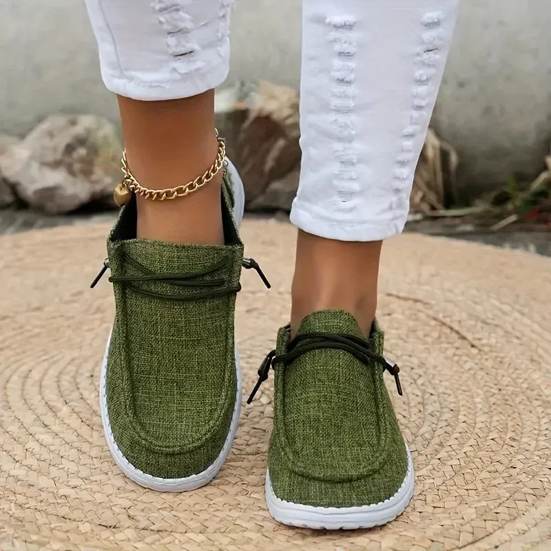 2024 Autumn New Women Casual Comfortable Flat Shoes Women Solid Lace-up Loafers Women Fashion Sports Shoes Zapatos De Mujer