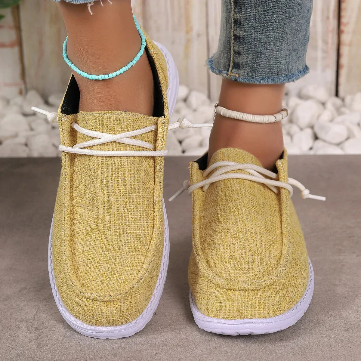 2024 Autumn New Women Casual Comfortable Flat Shoes Women Solid Lace-up Loafers Women Fashion Sports Shoes Zapatos De Mujer