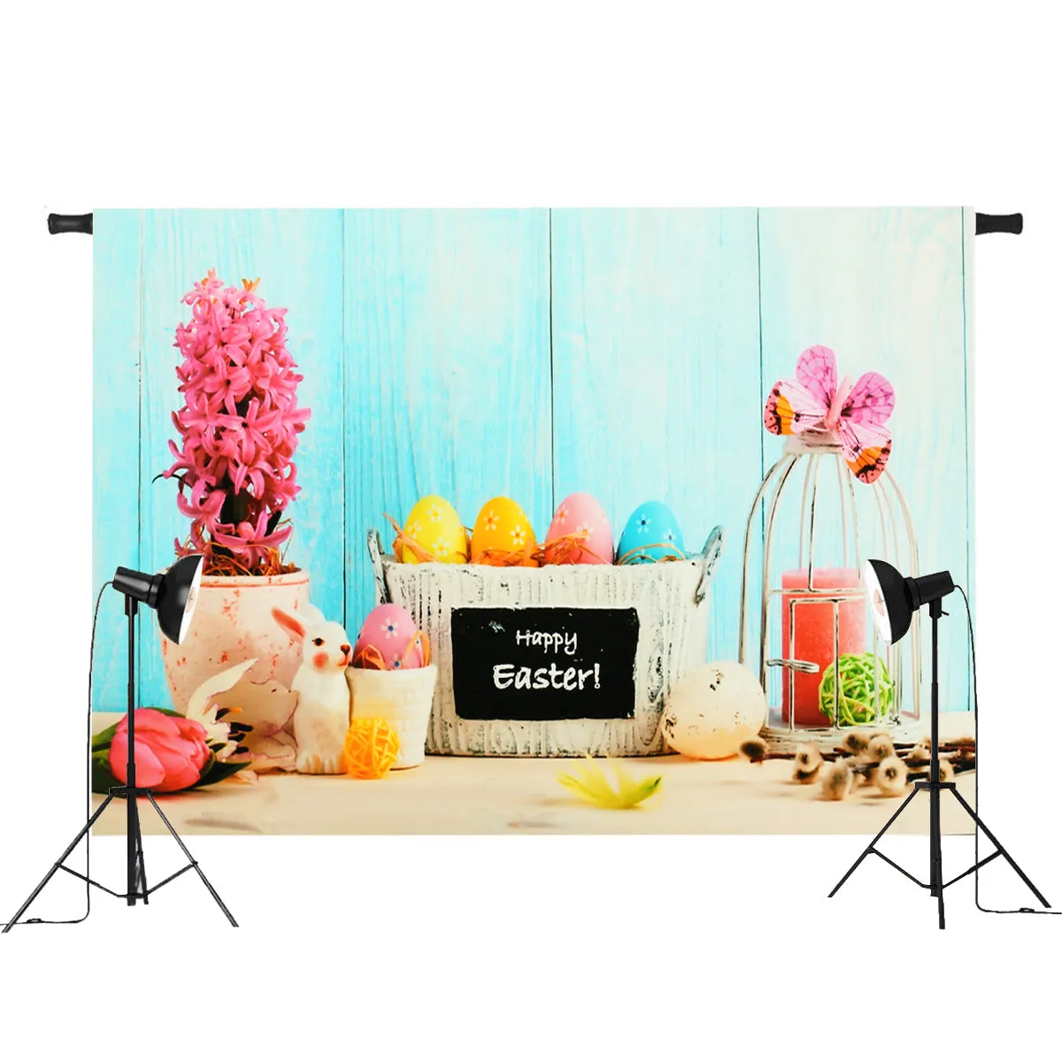 7x5ft/5x3ft Happy Easter Theme Thin Vinyl Photography Backdrop Background Studio Photo Prop