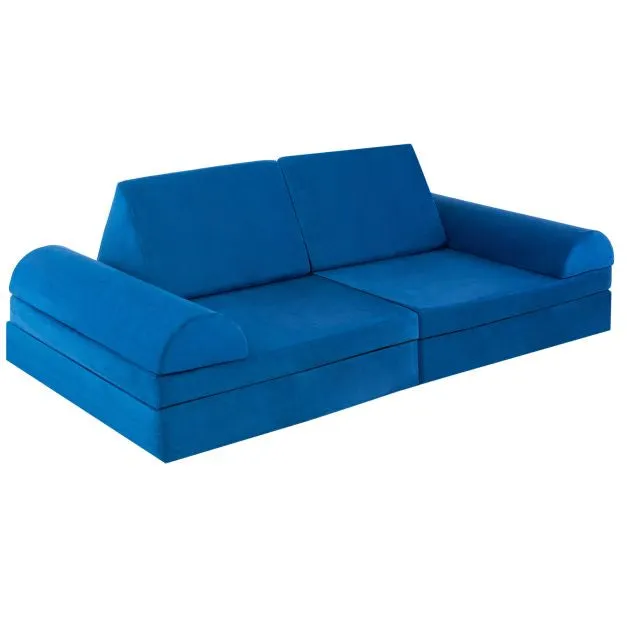8 Piece Kids Play Couch | Sofa | Modular Soft Play Equipment | Foam Blocks | Blue