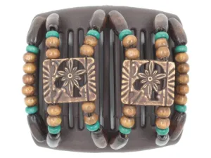 African Butterfly Chameleon Hair Comb - Dupla Brown 52