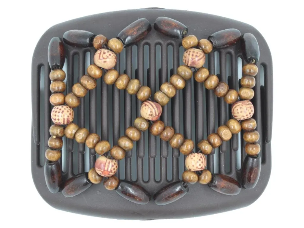 African Butterfly Hair Comb - Ndebele Brown 161
