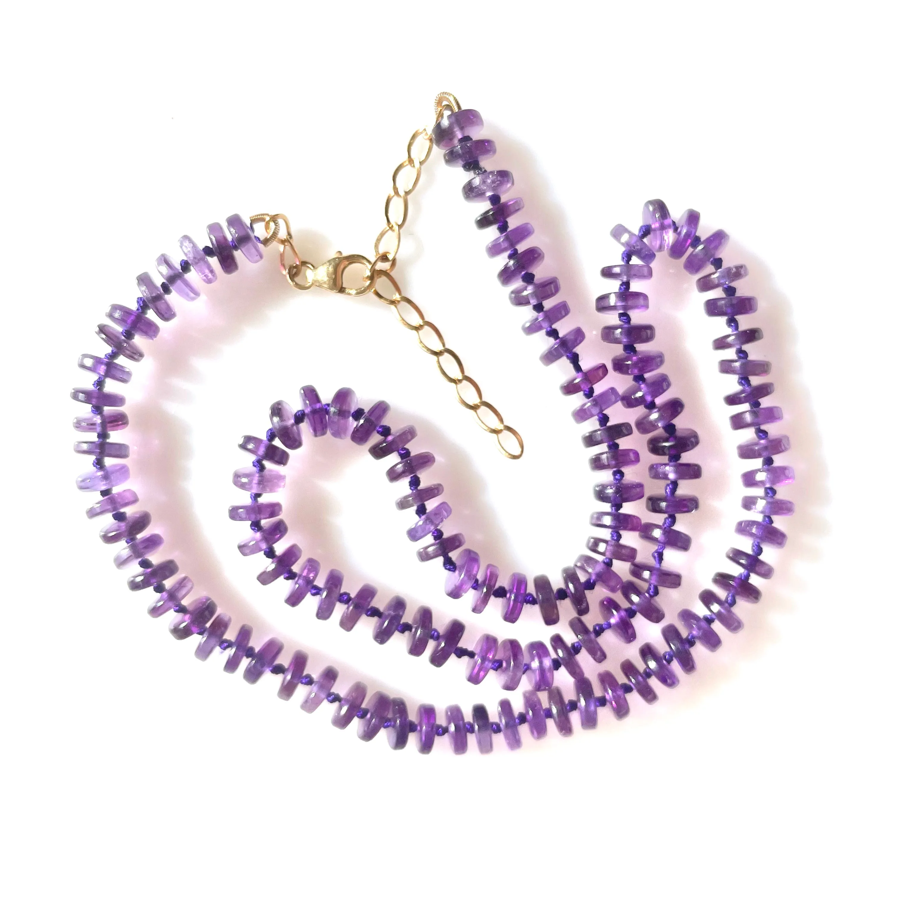 Amethyst Thin Gemstone Disc Necklace