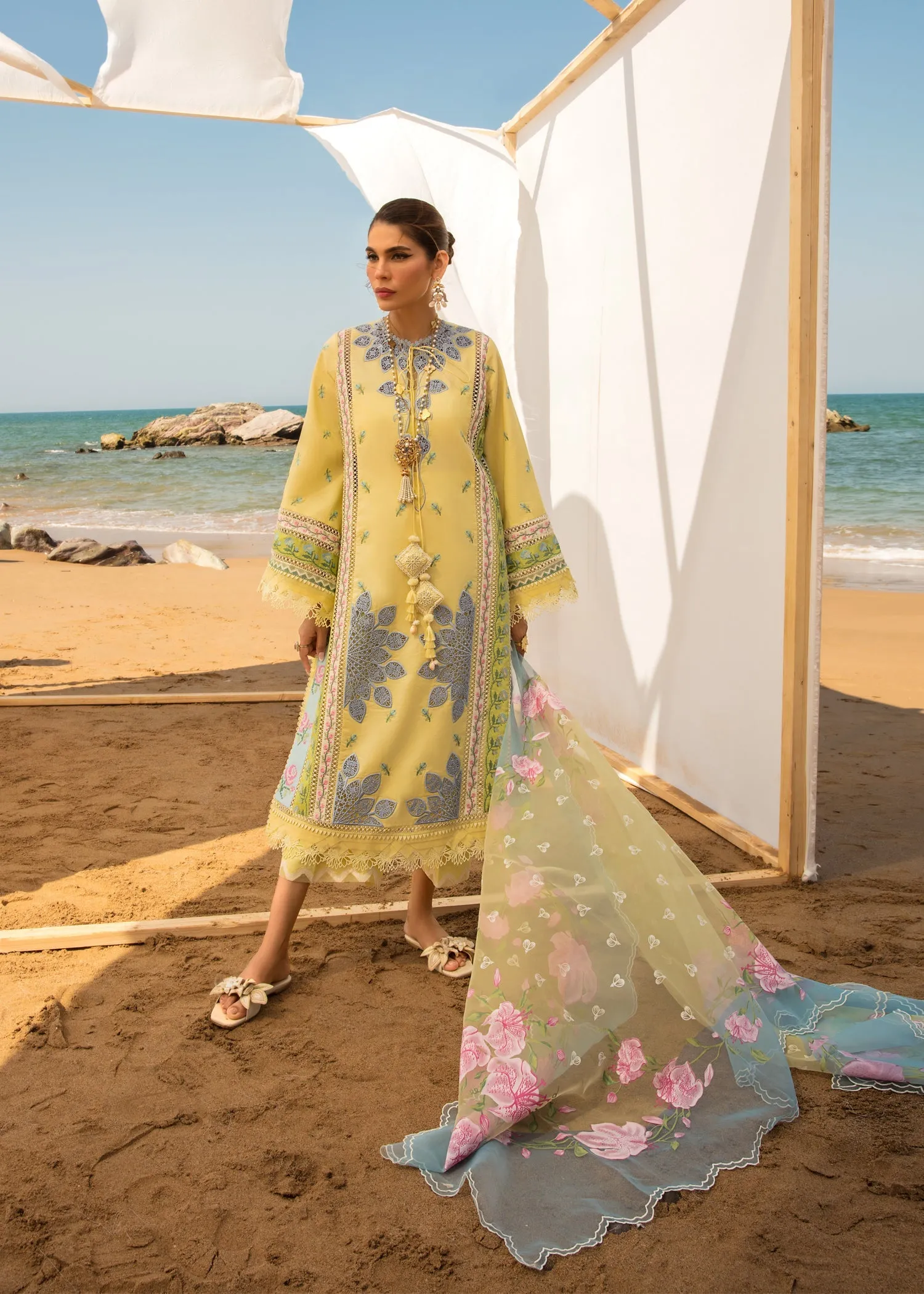 An Ode to Cross Stitch Lemon | Crimson Luxury Lawn Collection 2023 | Unstitched Embroidered Lawn Suits