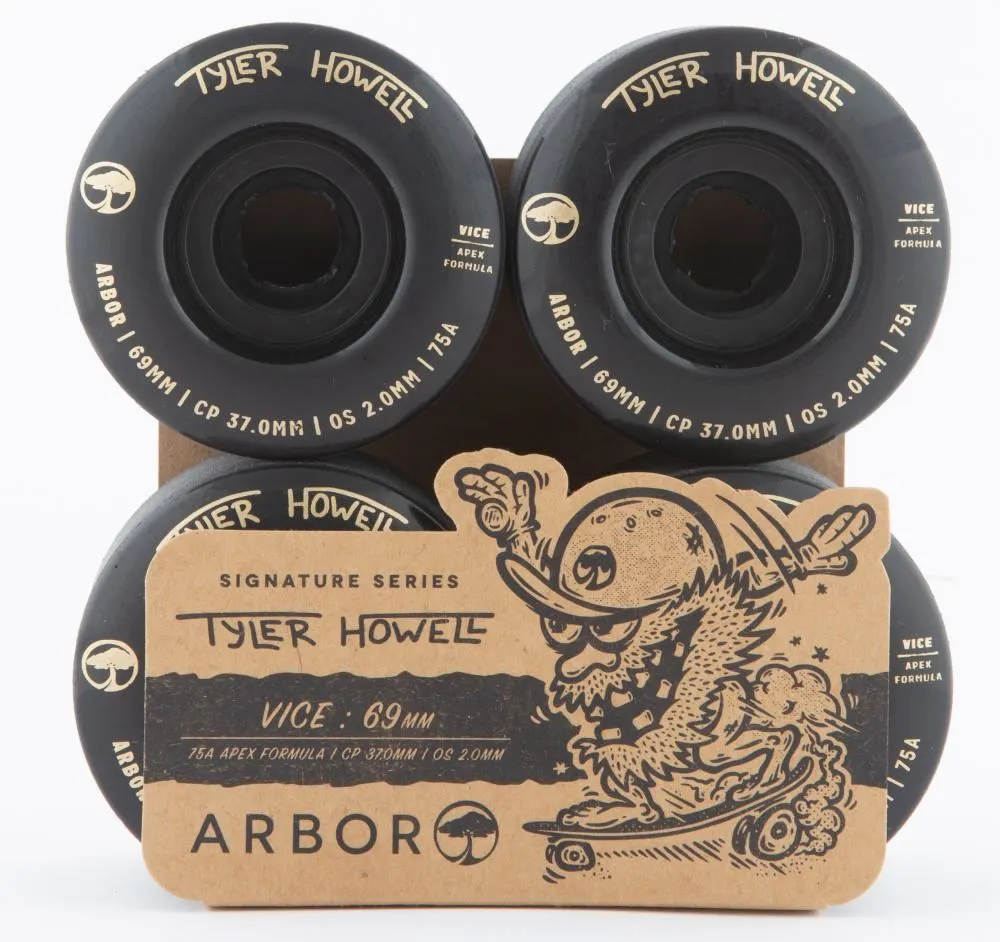 Arbor Signature Skateboard Wheels Vice Tyler Howell 75a - Black