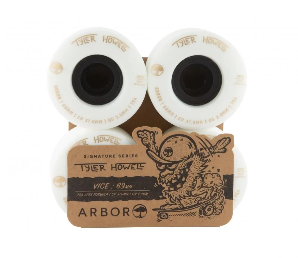 Arbor Signature Skateboard Wheels Vice Tyler Howell 75a - White