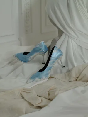 Artisanal Sonic Fade Pumps - Ocean/White