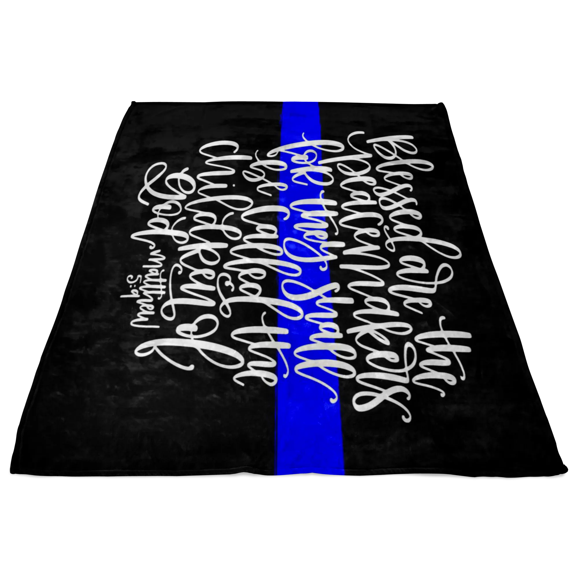 Blessed are the Peacemakers Thin Blue Line Fleece Blanket