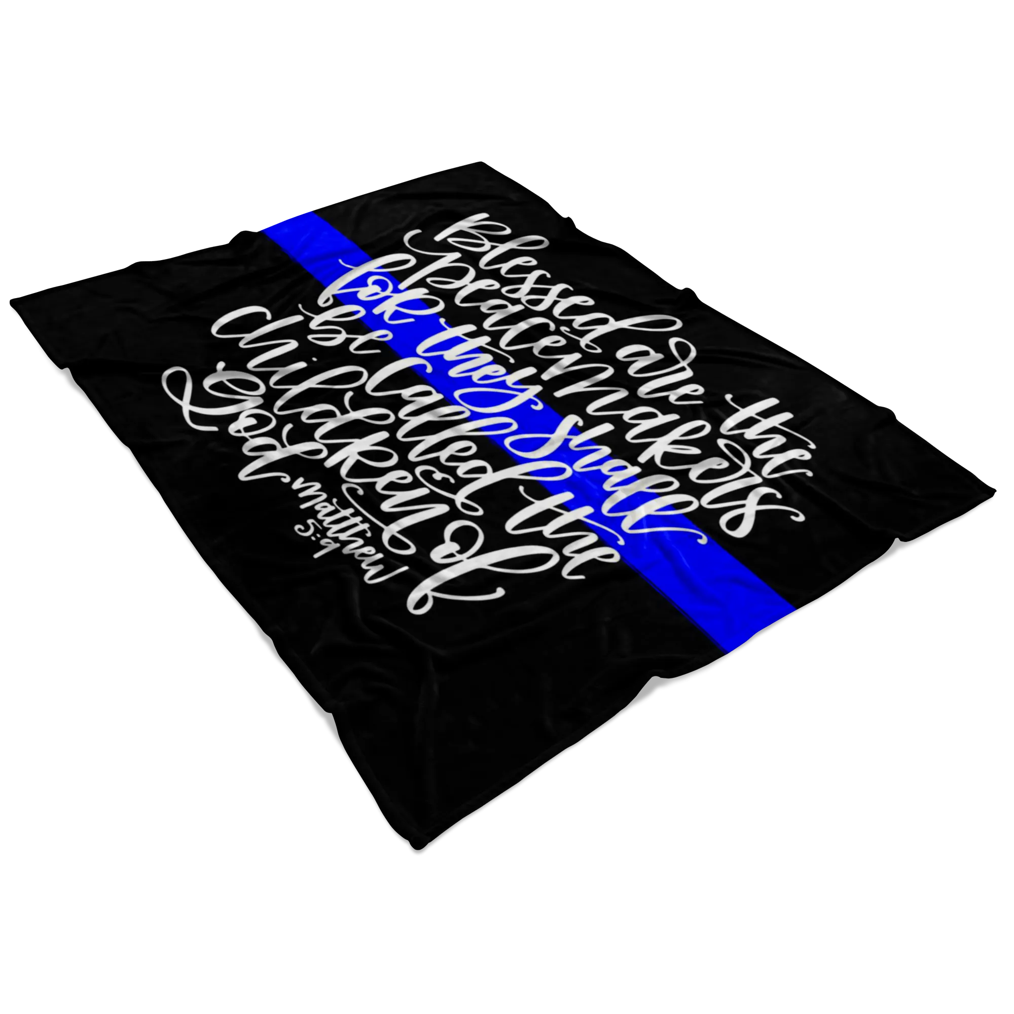 Blessed are the Peacemakers Thin Blue Line Fleece Blanket