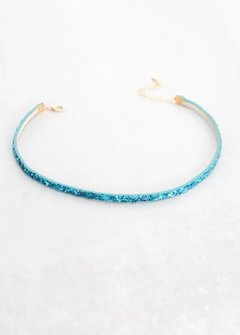 Blue Glitter Choker