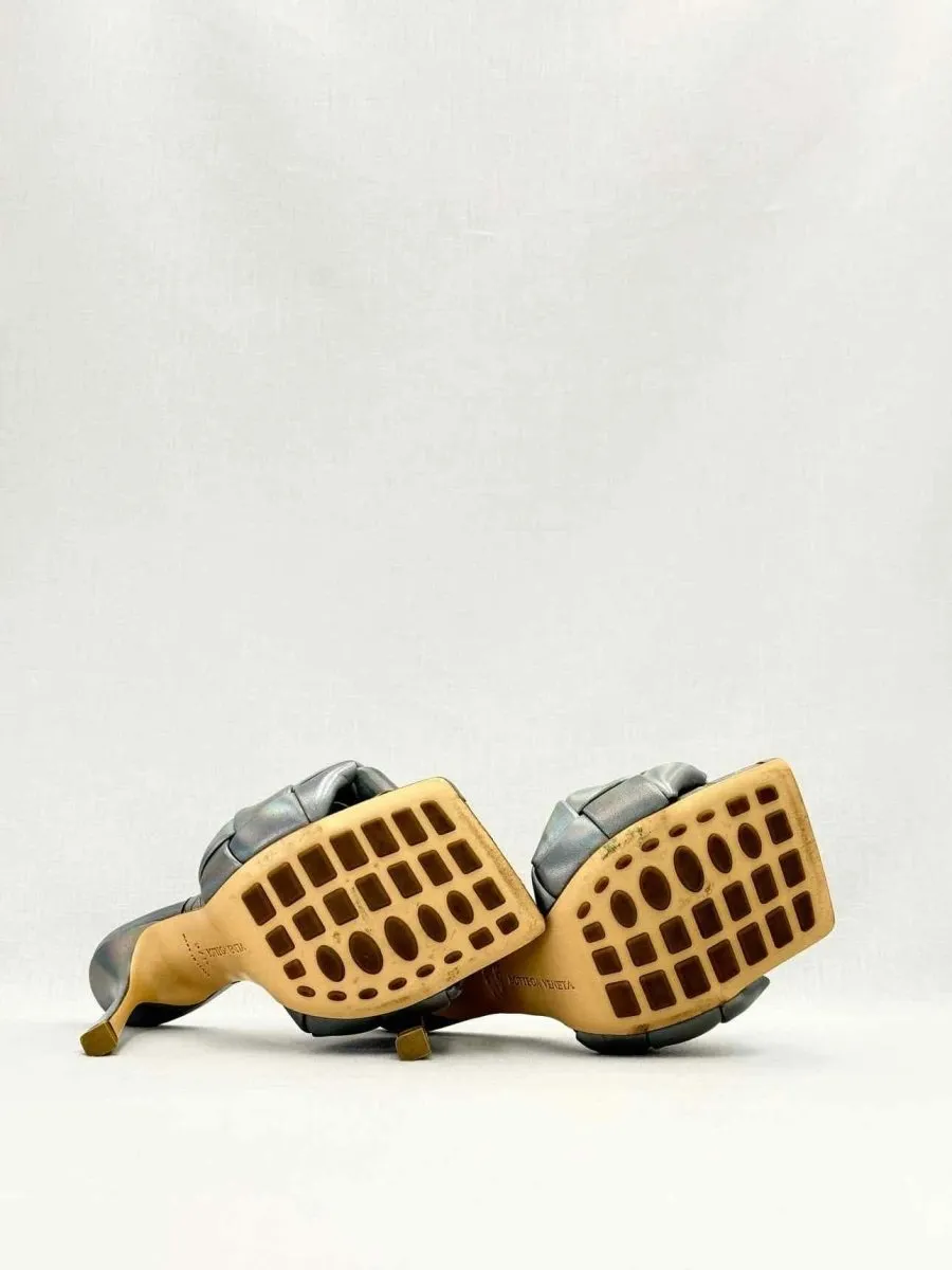 BOTTEGA VENETA Lido Metallic Grey Mules 37.5
