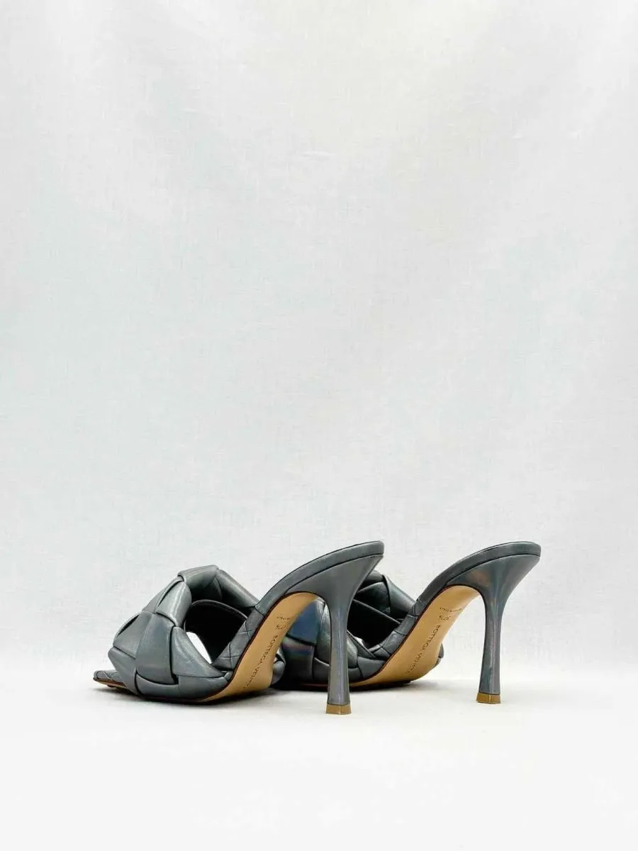BOTTEGA VENETA Lido Metallic Grey Mules 37.5