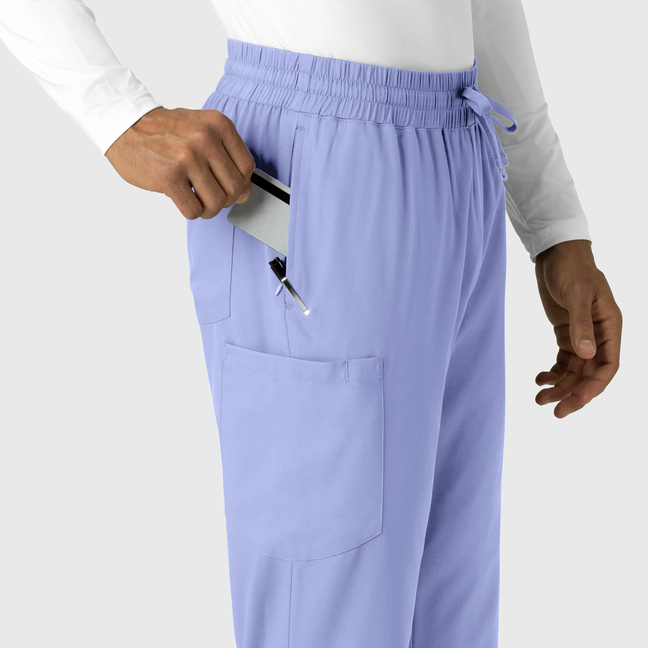 Boundless 5351 Men's Straight Leg Scrub Pants Ceil Blue