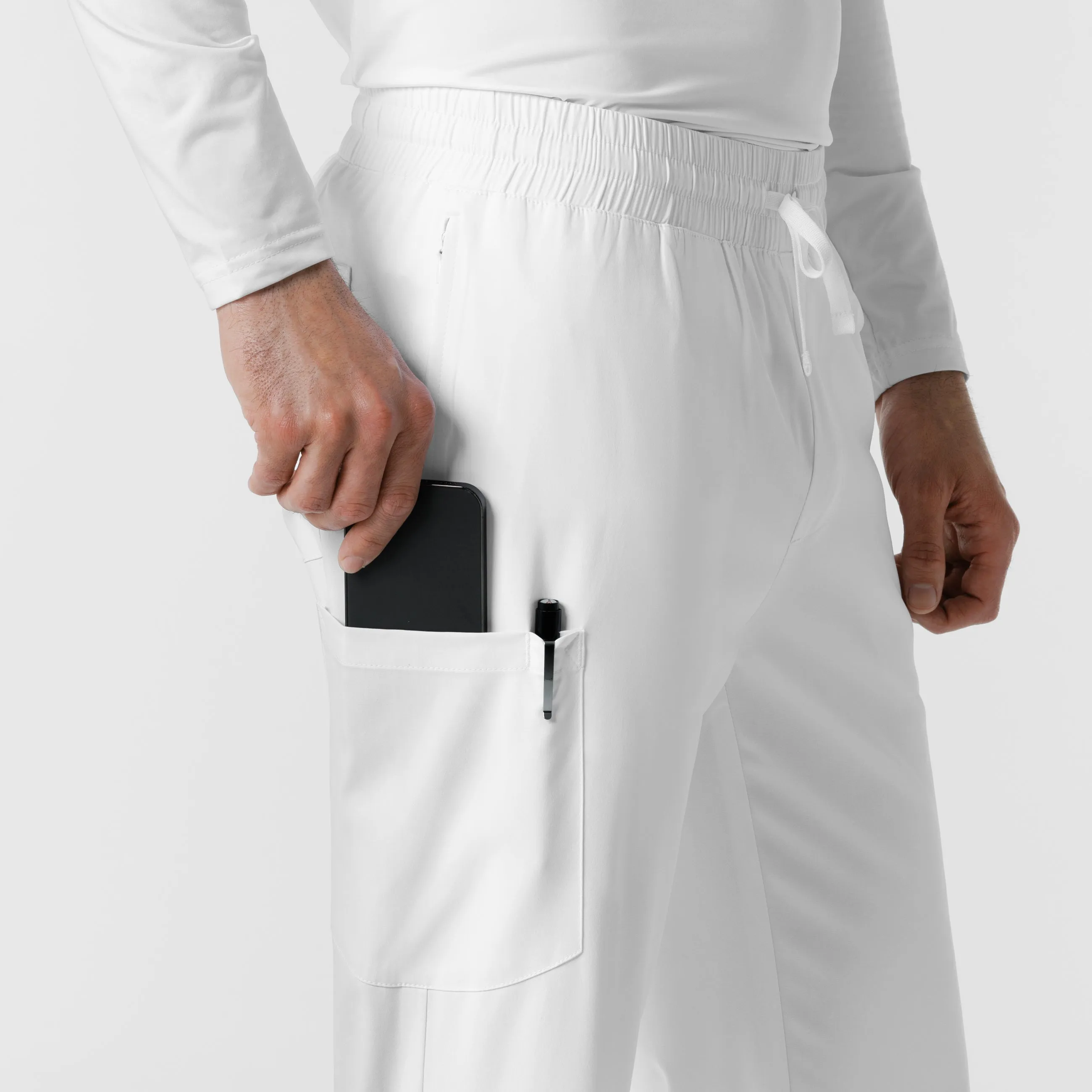 Boundless 5351 Men's Straight Leg Scrub Pants White