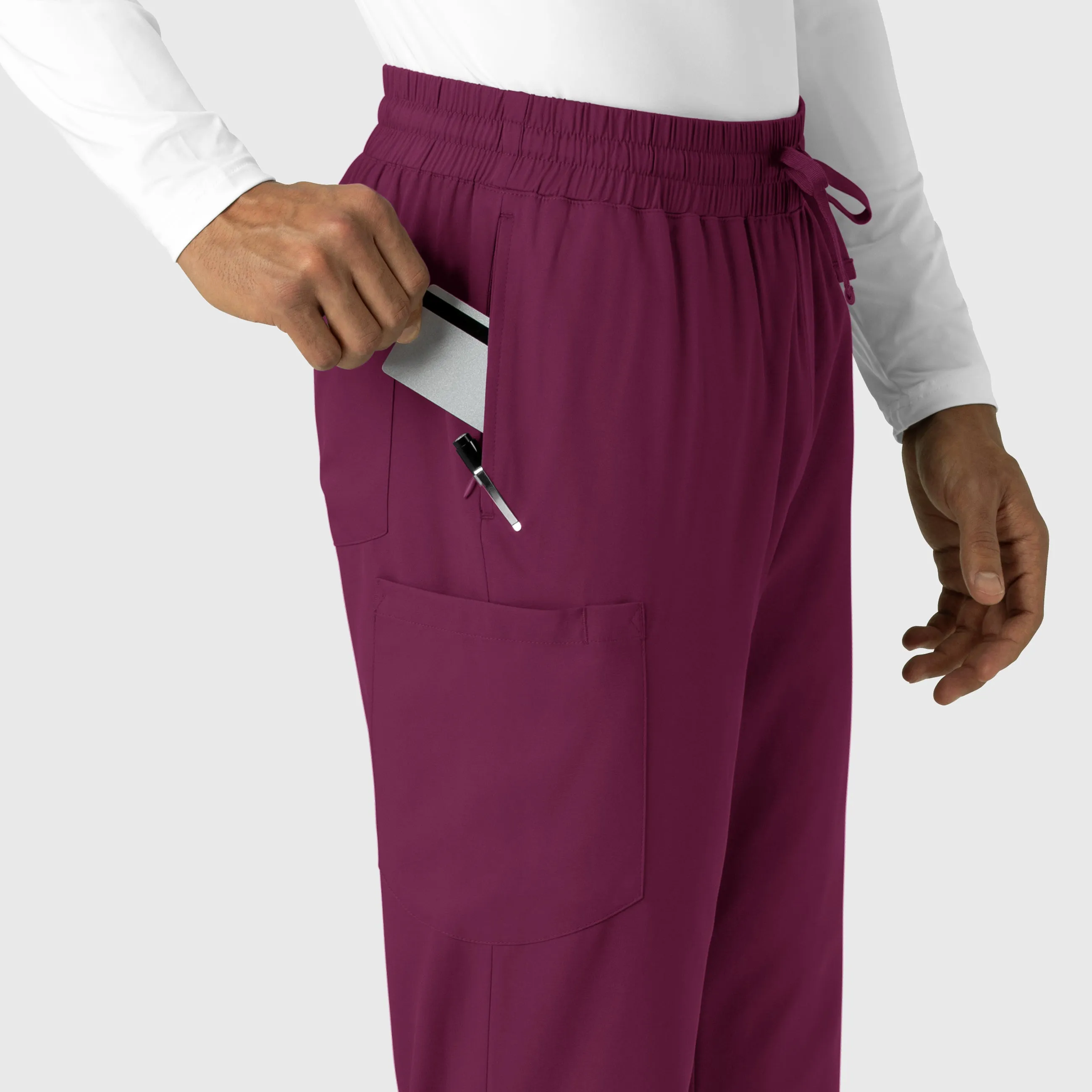 Boundless 5351 Men's Straight Leg Scrub Pants Wine