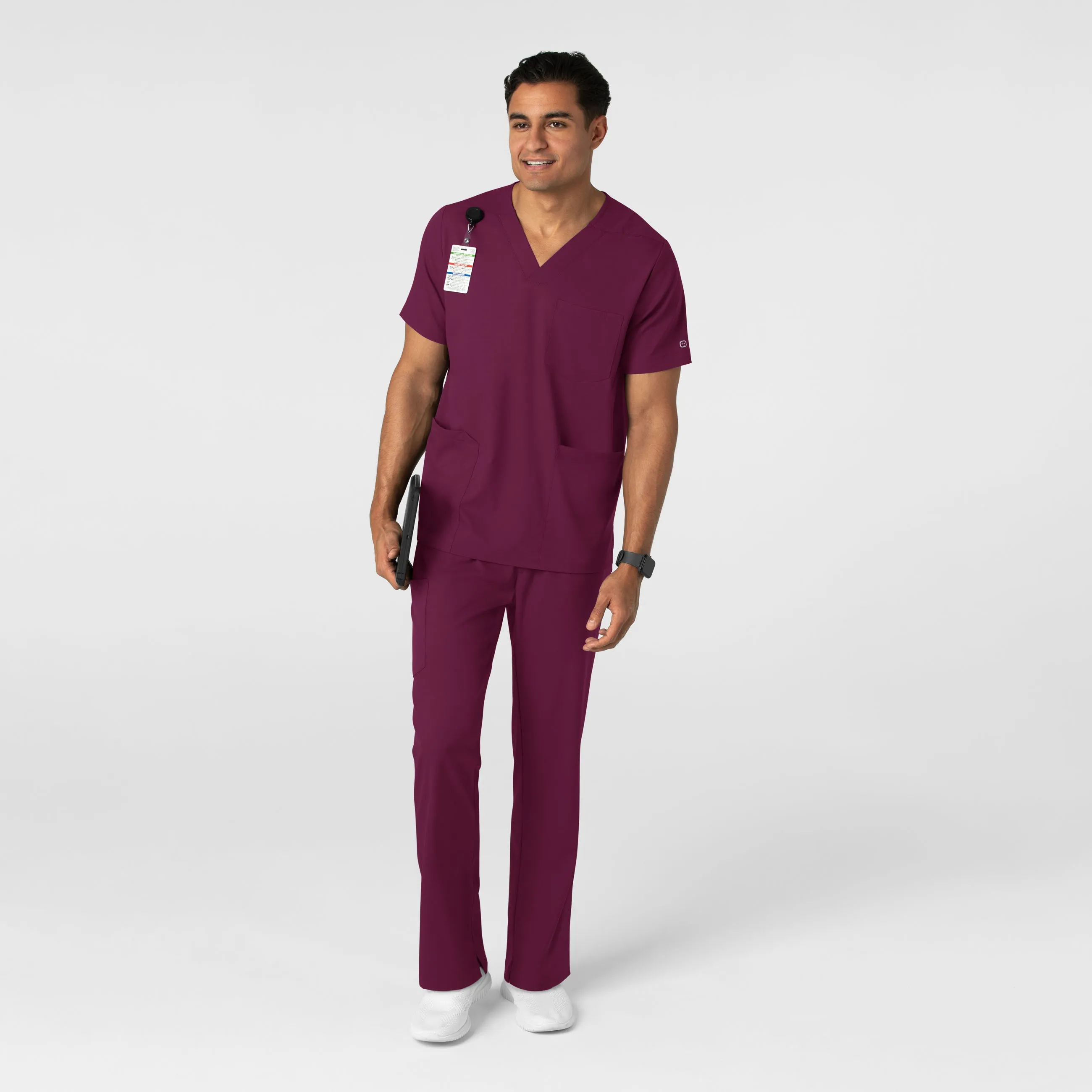 Boundless 5351 Men's Straight Leg Scrub Pants Wine
