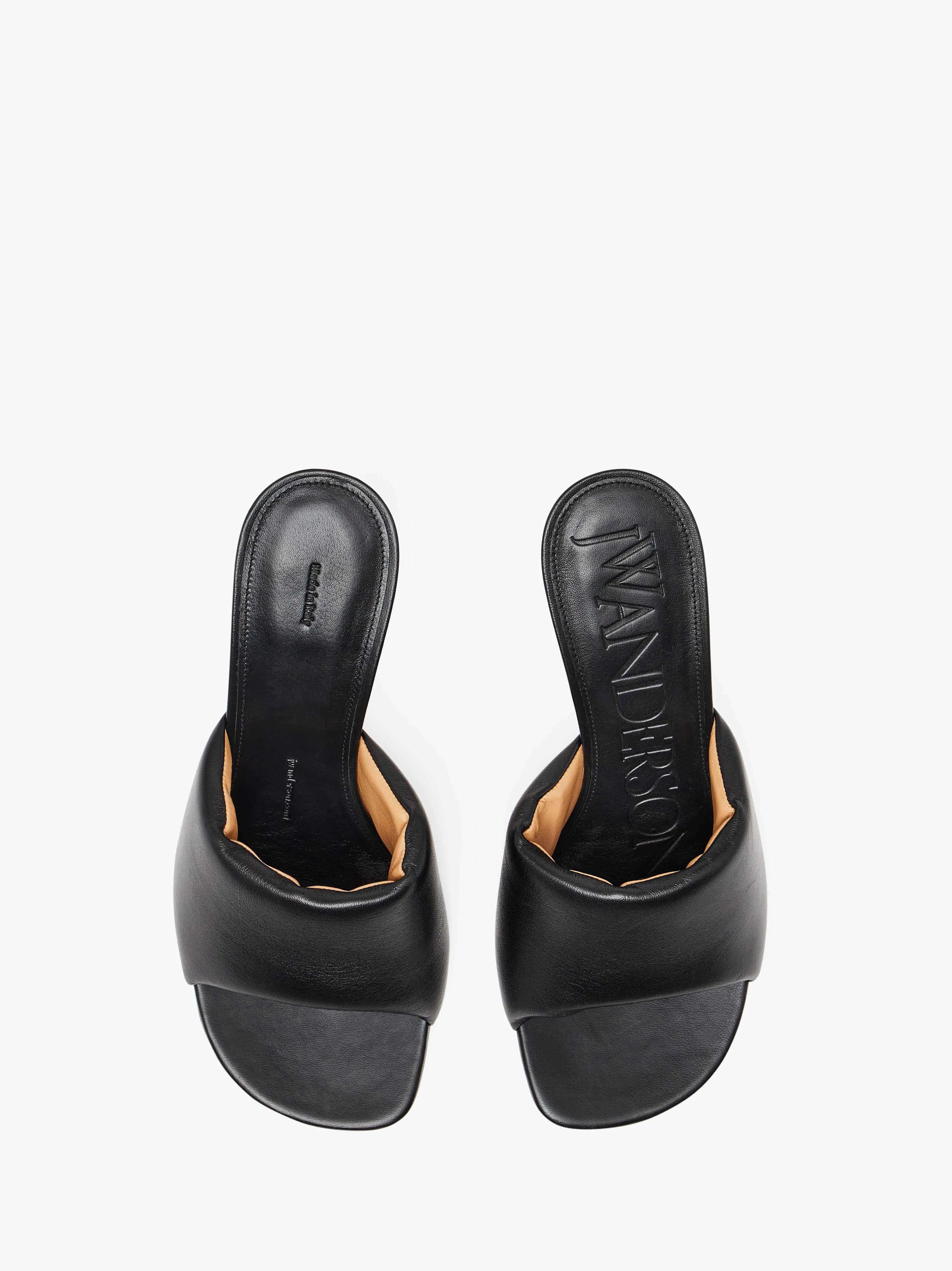 CHAIN HEEL LEATHER MULES