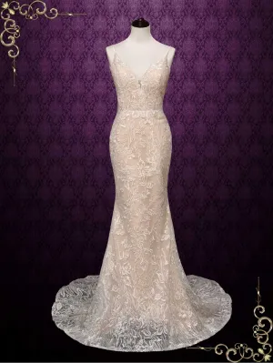 Champagne Lace Mermaid Wedding Dress ZELDA