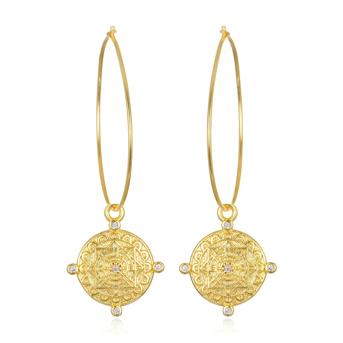Compass Charm Hoops