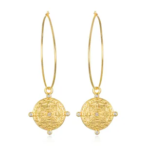 Compass Charm Hoops