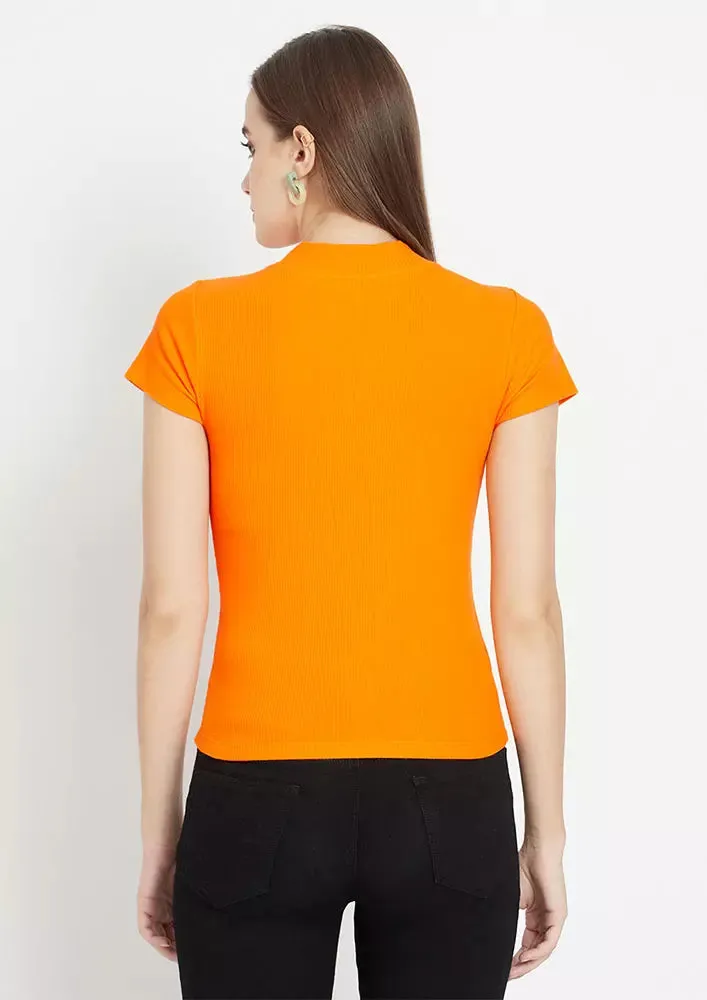 Cut Out Knitted Short Sleeve Body Fit Top