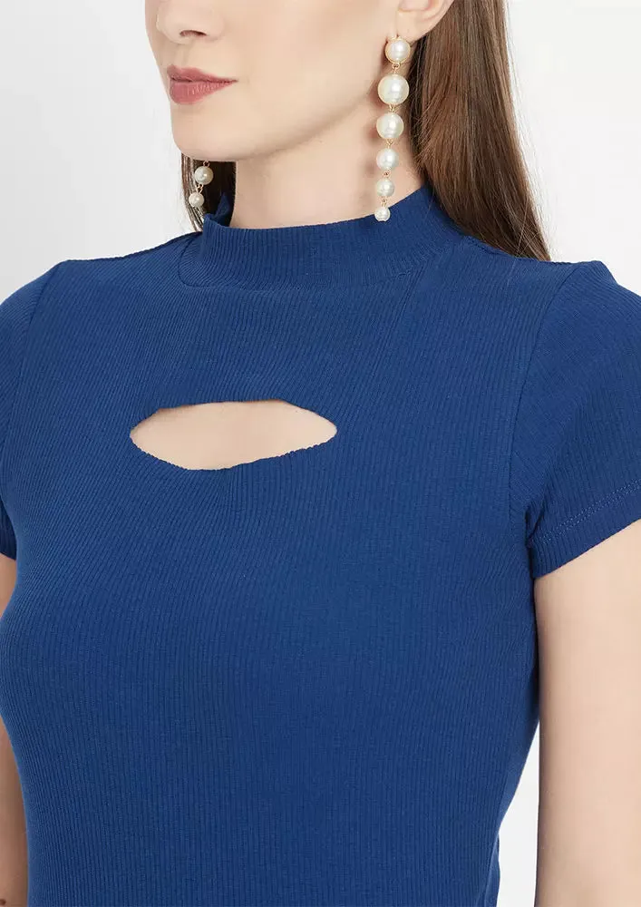 Cut Out Knitted Short Sleeve Body Fit Top