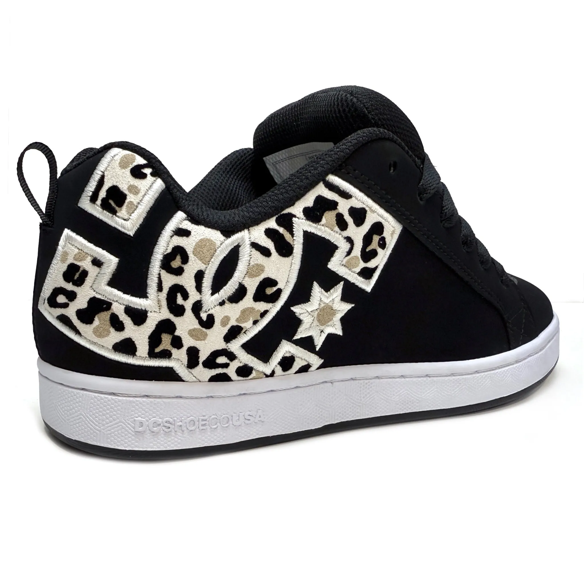 DC SHOES COURT GRAFFIK BLACK WHITE LEOPARD PRINT LADIES TRAINERS