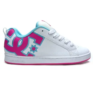 DC SHOES COURT GRAFFIK  WHITE TURQUOISE BLUE CRAZY PINK LADIES TRAINERS