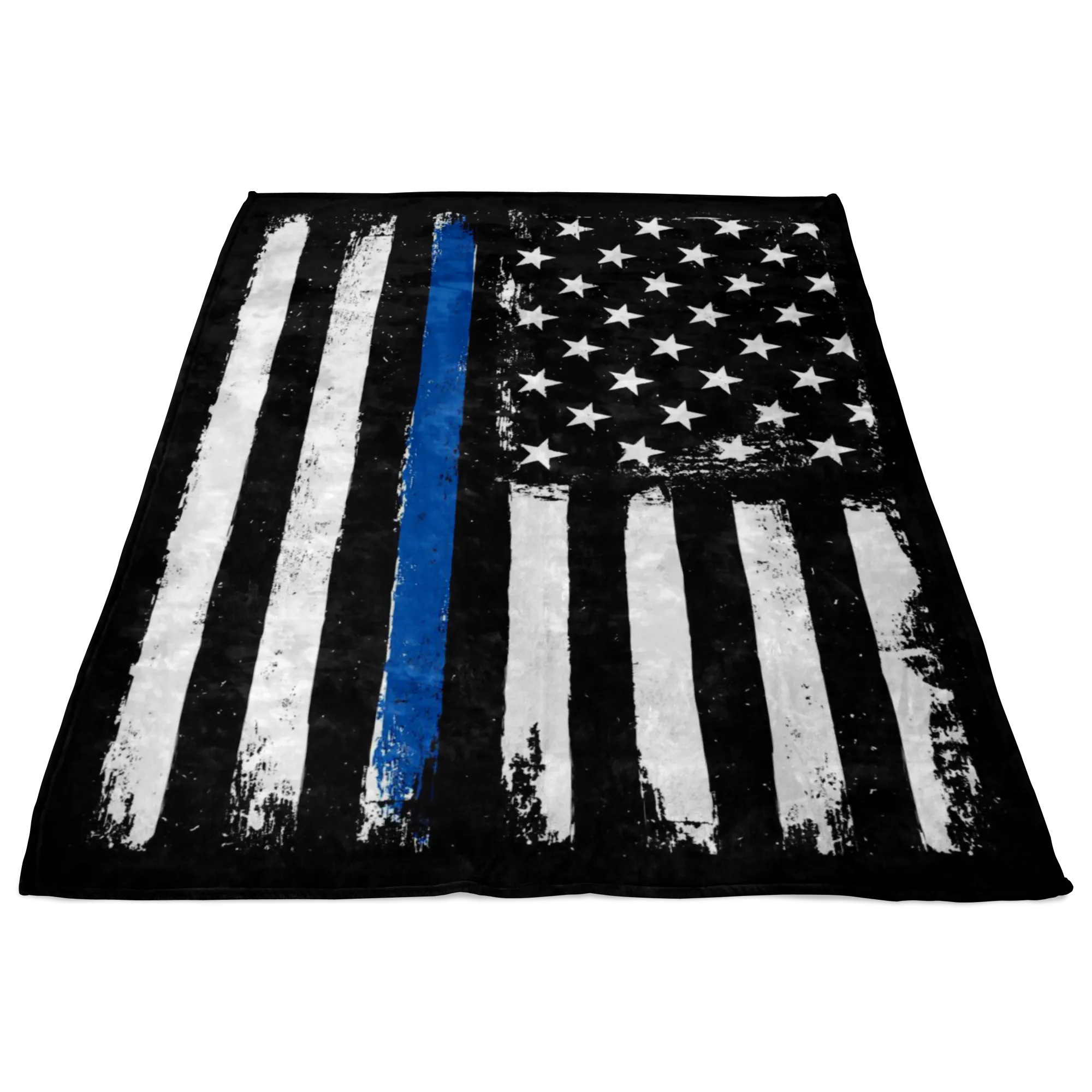 Distressed Thin Blue Line Stars and Stripes Fleece Blanket