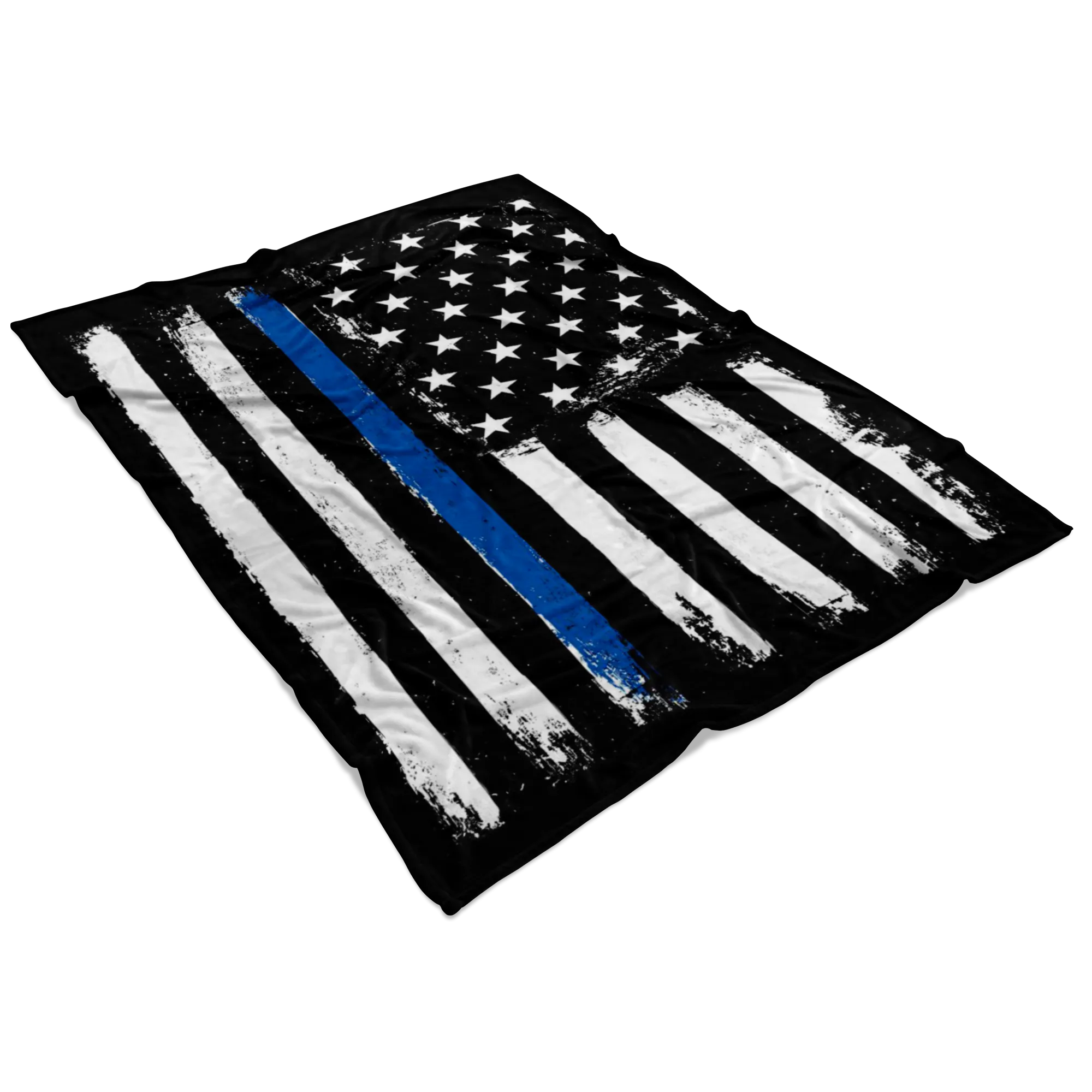 Distressed Thin Blue Line Stars and Stripes Fleece Blanket