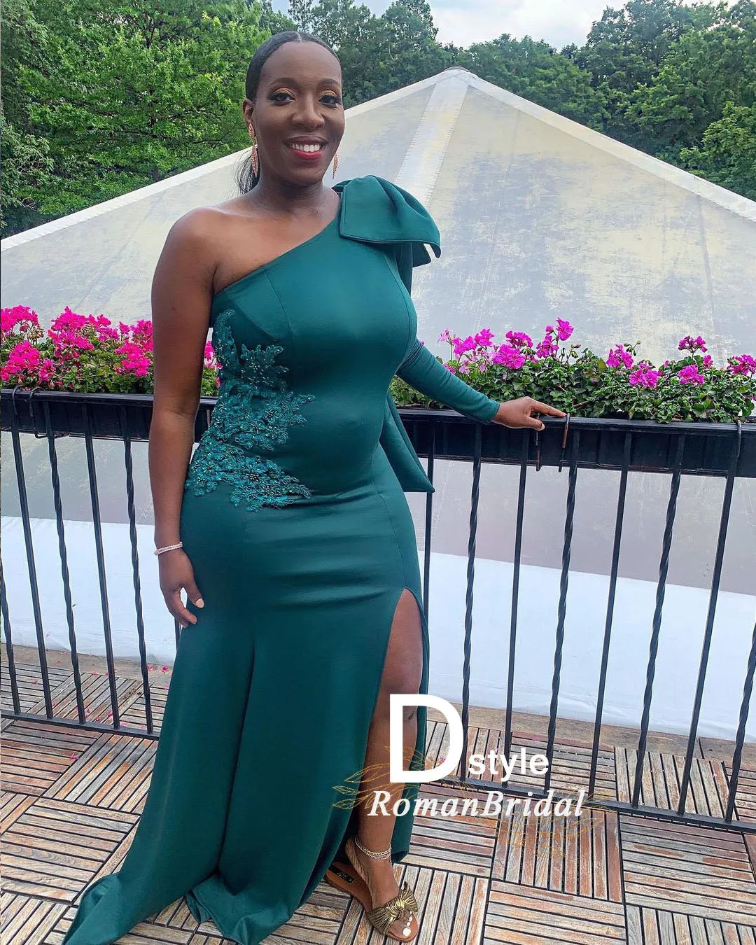 Embroidery Plain Color Split Side Floor-length Soft Satin Bridesmaid Dresses, RBM001