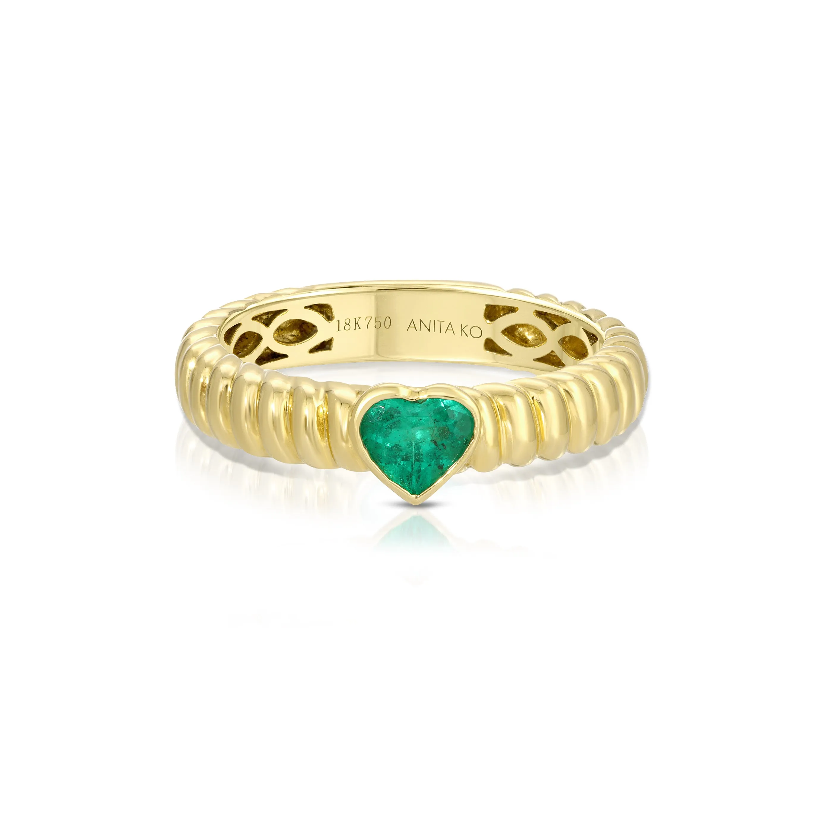 Emerald Heart Thin Zoe Ring