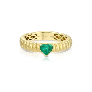 Emerald Heart Thin Zoe Ring