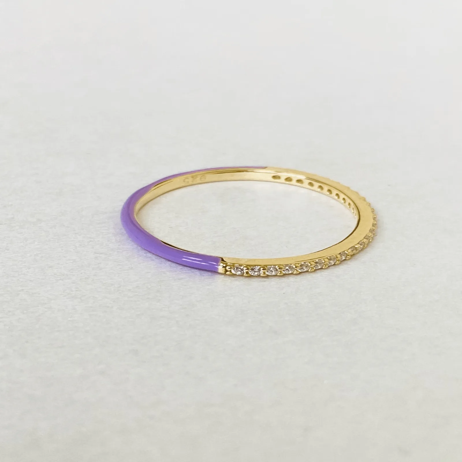 Enamel Pave Thin Ring