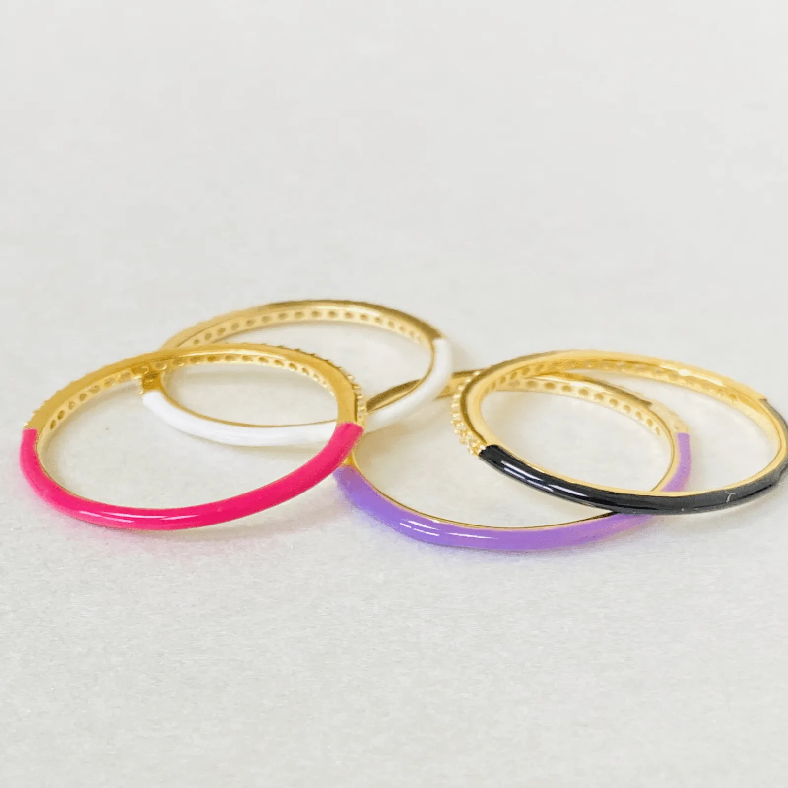 Enamel Pave Thin Ring