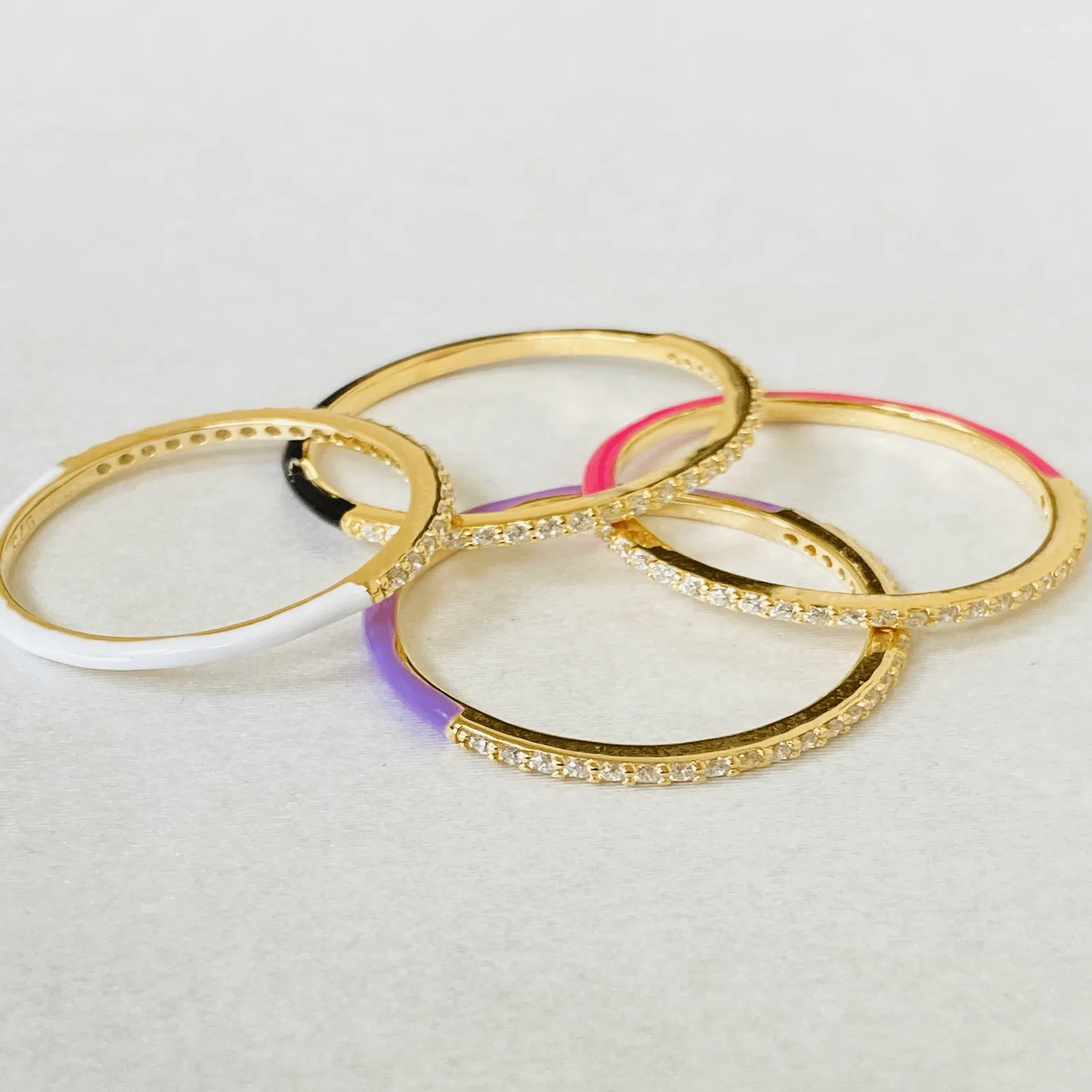Enamel Pave Thin Ring