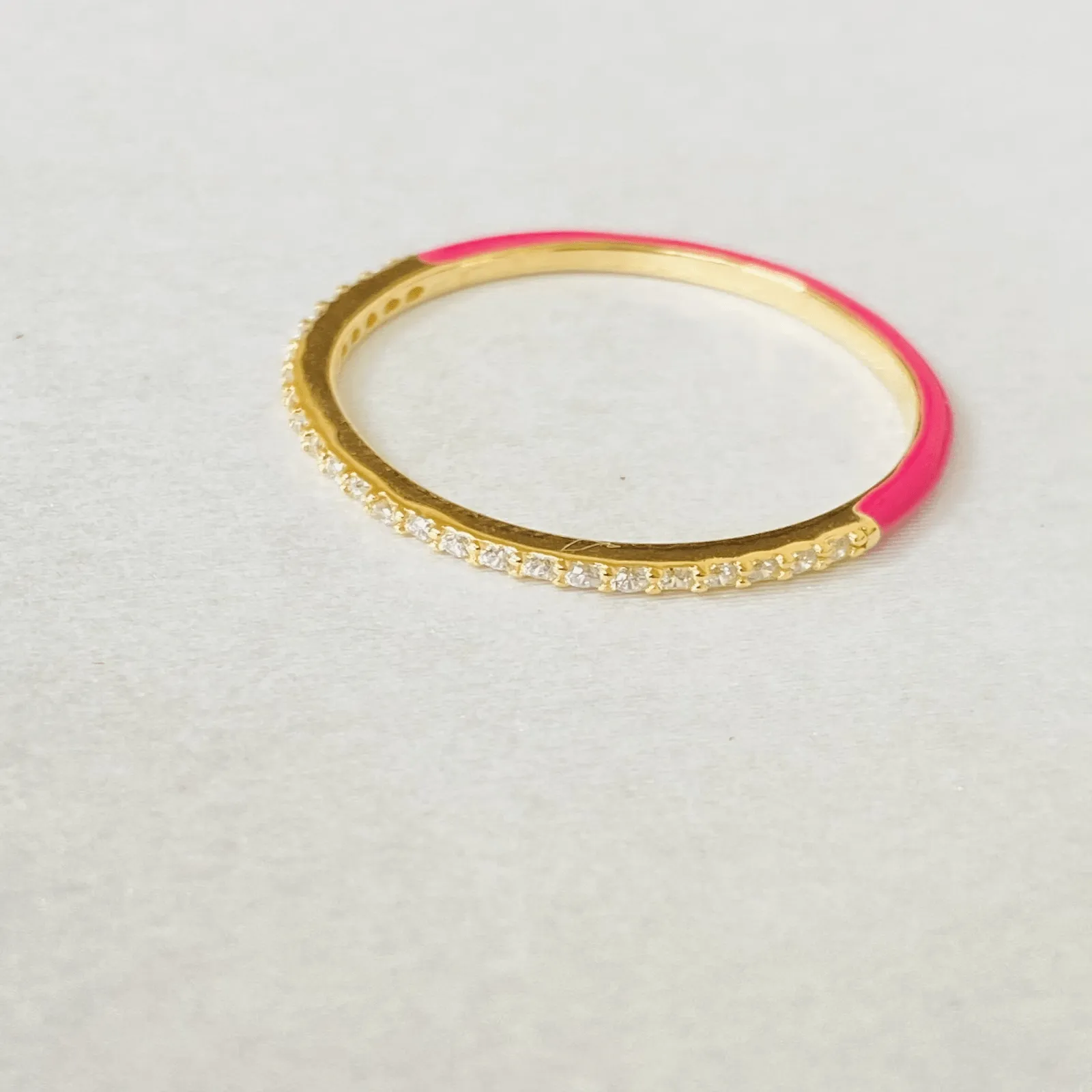Enamel Pave Thin Ring