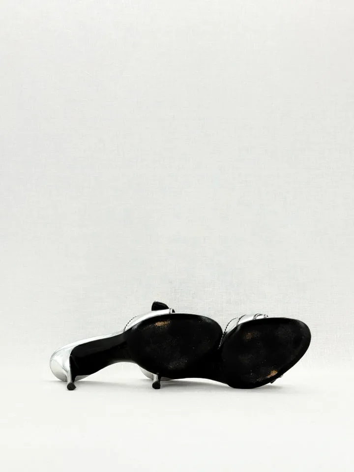 FENDI Metallic Silver Mules 38.5