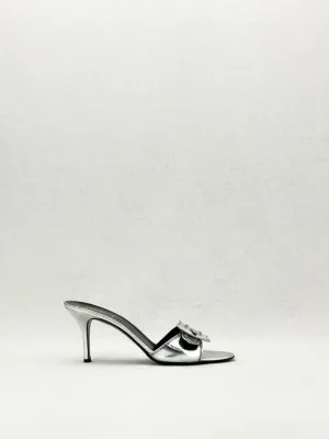 FENDI Metallic Silver Mules 38.5