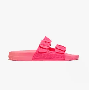 FitFlop iQUSHION TWO-BAR BUCKLE SLIDES Womens Pop Pink