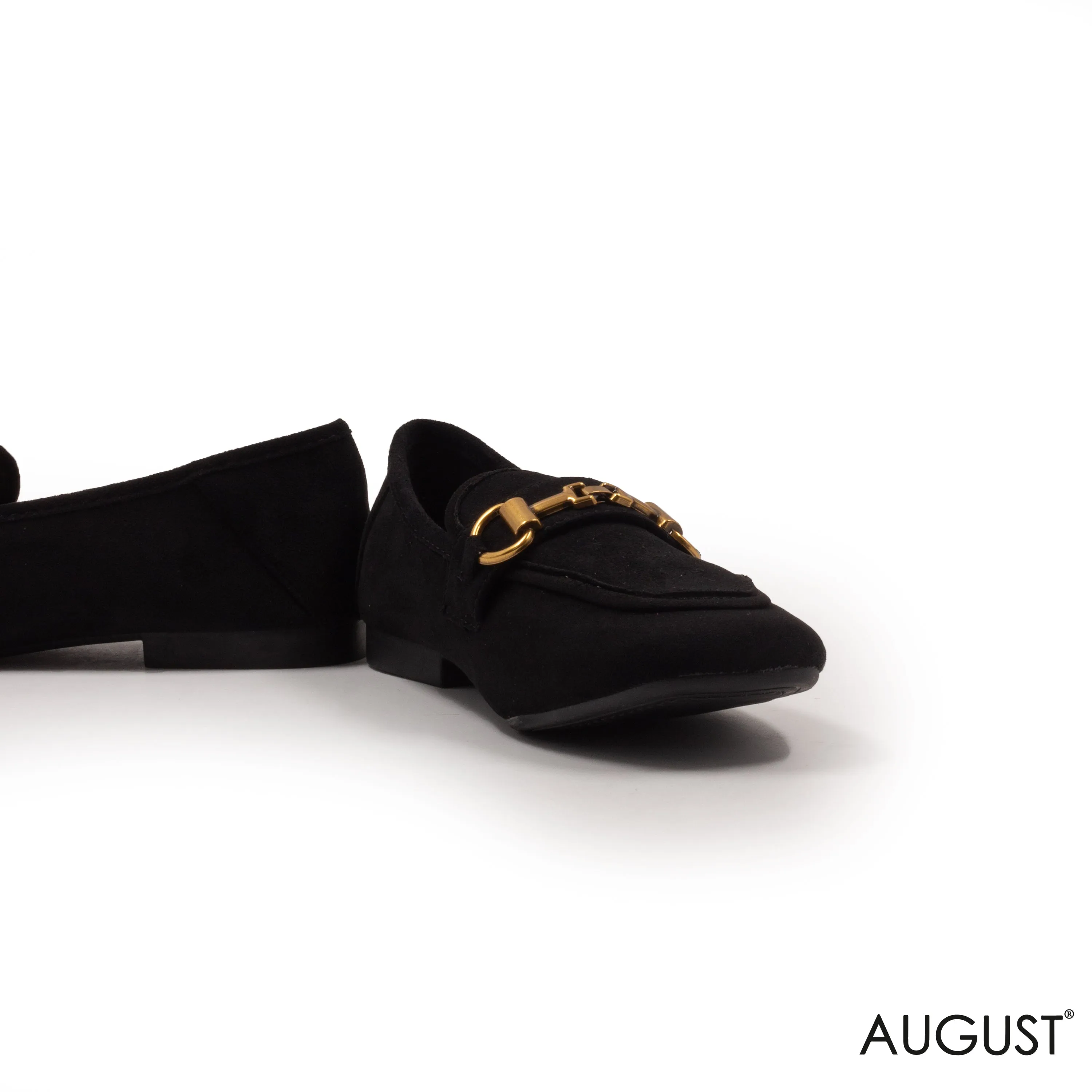 FLAT CHAMOIS LOAFERS WITH BUCKLE