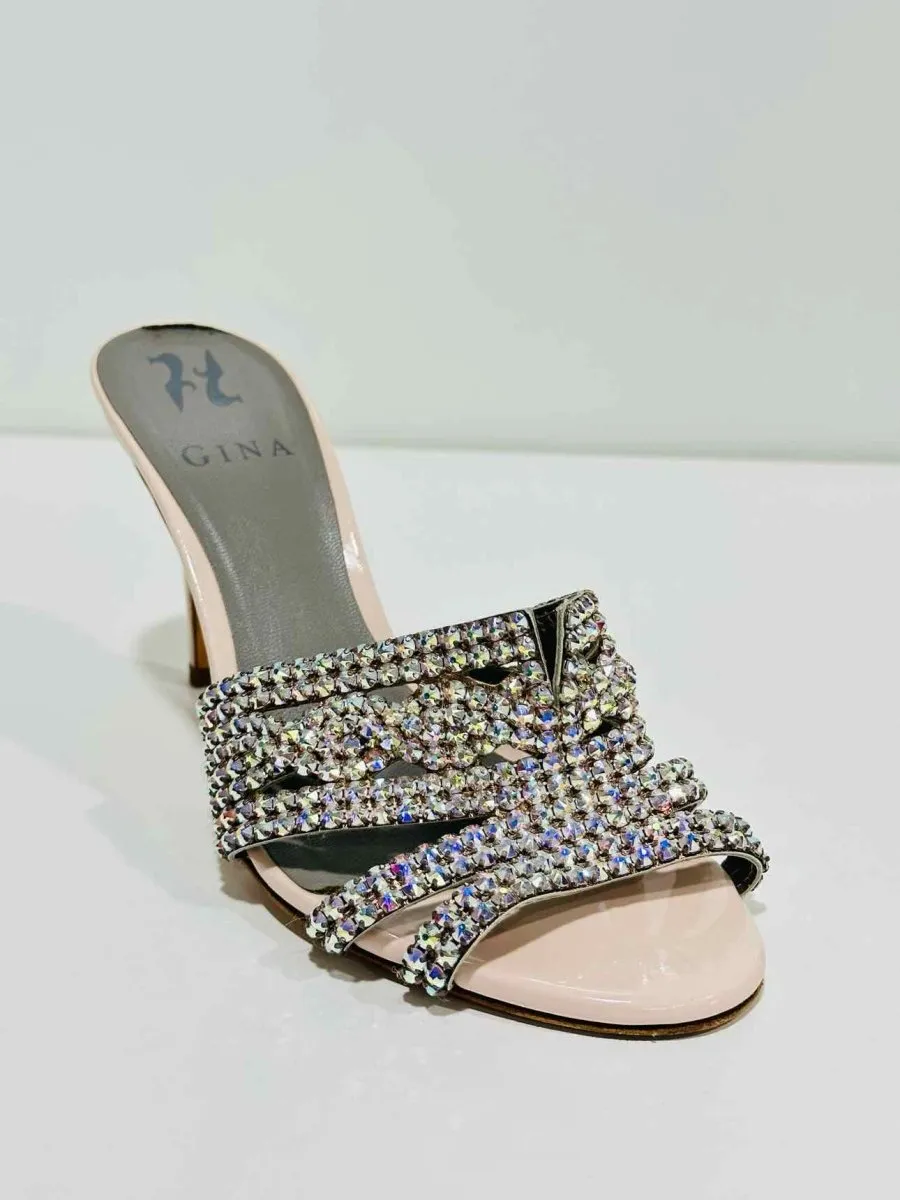GINA Crystal Embellished Pink Mules 38.5