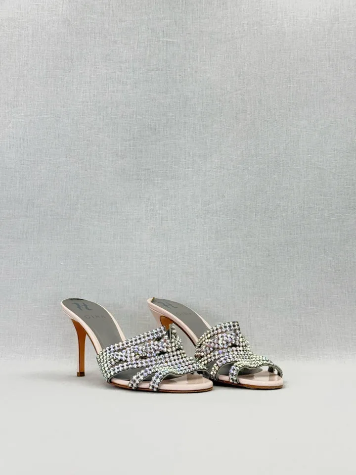 GINA Crystal Embellished Pink Mules 38.5